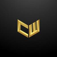 cw logo monogram brev initialer formgivningsmall med guld 3d konsistens vektor