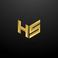 hs logotyp monogram brev initialer formgivningsmall med guld 3d konsistens vektor
