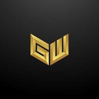 gw logo monogram brev initialer formgivningsmall med guld 3d konsistens vektor