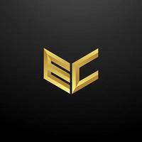 ec-Logo-Monogramm-Buchstaben-Initialen-Design-Vorlage mit goldener 3D-Textur vektor