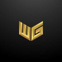 wg logotyp monogram brev initialer formgivningsmall med guld 3d konsistens vektor