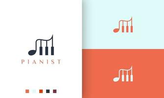 enkel och modern logotyp eller ikon för pianoapp vektor