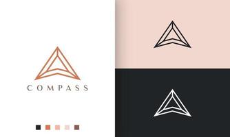 Richtungs- oder Kompass-Logo-Vektordesign mit einfachem und modernem Stil vektor