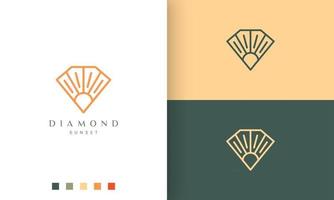 Diamond Sun Logo in einzigartiger Strichzeichnung und modernem Stil vektor