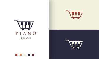 enkel och modern logotyp eller ikon för pianobutik vektor