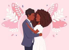 bröllopspar. afroamerikanska gift par. bröllopsporträtt vektor