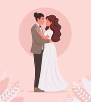bröllopspar. man och kvinna gifta sig, nygifta. bröllopsporträtt. vektor