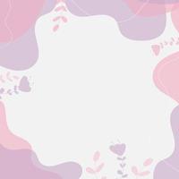 moderner Hintergrund mit flüssigem und blumenförmigem Rosa, lila Pastellfarbe und Hand zeichnen Linie auf weißem Hintergrund flaches minimalistisches Design mit Kopienraum für Text. vektor
