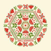 kreisförmig Wassermelone Ornament im geometrisch Stil vektor