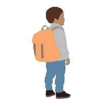 pojke bärande en väska på vit bakgrund. vektor illustration