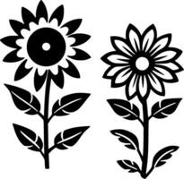 Blumen - - schwarz und Weiß isoliert Symbol - - Vektor Illustration