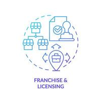 2d lutning franchise och licensiering ikon, isolerat vektor, utländsk direkt investering tunn linje illustration. vektor