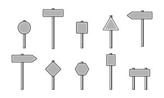 Straße Zeichen Satz. städtisch Autobahn Navigation. Richtung oder Parkplatz Zone. Attrappe, Lehrmodell, Simulation Rahmen Vorlage. Vektor Illustration