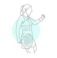 Linie Kunst von Tennis Spieler Vektor Illustration skizzieren Hand gezeichnet isoliert auf Weiß Hintergrund