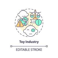 2d editierbar Spielzeug Industrie dünn Linie Symbol Konzept, isoliert Vektor, Mehrfarbig Illustration Darstellen Produkt Haftung. vektor