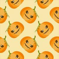 söt orange Pumpalykta halloween pumpor sömlös mönster vektor