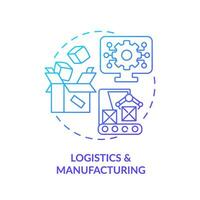 lutning logistik och tillverkning ikon begrepp, isolerat vektor, företag resurs planera tunn linje illustration. vektor