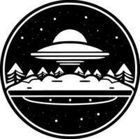 UFO, schwarz und Weiß Vektor Illustration