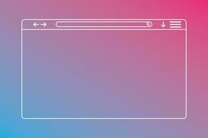 webb browser fönster. hemsida gränssnitt mall. översikt browser social media stil. enkel linjär design webb fönster mockup. Sök bar med förstorande glas och pilar. vektor