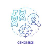 genomik blå lutning begrepp ikon. identifierande genetisk variationer. förebyggande av potential sjukdomar risk. precision medicin faktor abstrakt aning tunn linje illustration. isolerat översikt teckning vektor