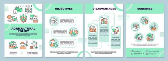 jordbruks politik grön broschyr mall. jordbruksnäring. folder design med linjär ikoner. redigerbar 4 vektor layouter för presentation, årlig rapporter