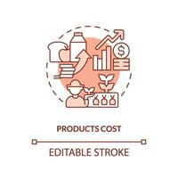 Produkte Kosten Terrakotta Konzept Symbol. steigend Preise. Nachteil von Landwirtschaft Politik abstrakt Idee dünn Linie Illustration. isoliert Gliederung Zeichnung. editierbar Schlaganfall vektor