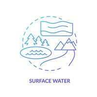 Oberfläche Wasser Blau Gradient Konzept Symbol. Fluss und Seen Wasserteilchen. frisch Wasser liefern Quelle abstrakt Idee dünn Linie Illustration. isoliert Gliederung Zeichnung vektor