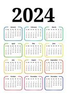 kalender för 2024 isolerat på en vit bakgrund vektor