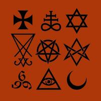 satanisk symboler medeltida ockultism magi frimärken sigils nycklar mystisk symboler knop djävulens korsa sigil djävulen vektor