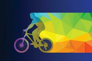 manlig färgrik silhuett på cykel vektor