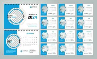 Schreibtisch Kalender 2024 Vorlage. editierbar Kalender Design vektor