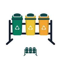 bunt Recycling Behälter, Vektor Umwelt Speichern Illustration.