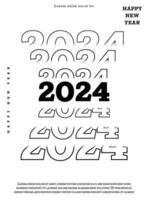 2024 glücklich Neu Jahr. Vorlage mit schwarz und Weiß Brief Logo zum Kalender, Poster, Flyer, Banner. vektor