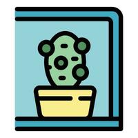 kaktus pott ikon vektor platt