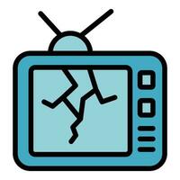 gebrochen Fernseher Symbol Vektor eben