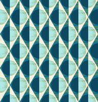 geometrisk sömlös mönster av romber, trianglar och cirklar i blå grön, gulgrön, grädde och ljus blå. design för tapet, omslag Produkter, textilier, tyger. vektor