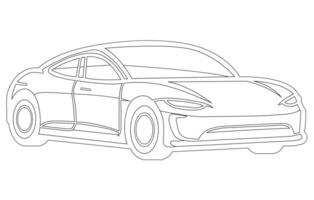 hybrid bil vektor översikt , en hand dragen linje hybrid bil logotyp ,