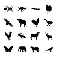 packa av inhemsk djur- fast ikon vektorer