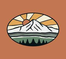 mt Kapuze Oregon Jahrgang Hand Zeichnung Vektor Illustration t Hemd Aufkleber Abzeichen Design