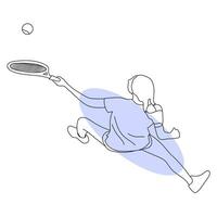 linje konst av tennis spelare vektor illustration skiss hand dragen isolerat på vit bakgrund