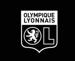 olympiska lyonnais klubb symbol logotyp vit ligue 1 fotboll franska abstrakt design vektor illustration med svart bakgrund