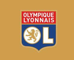 olympiska lyonnais klubb logotyp symbol ligue 1 fotboll franska abstrakt design vektor illustration med brun bakgrund