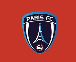 paris fc klubb logotyp symbol ligue 1 fotboll franska abstrakt design vektor illustration med röd bakgrund