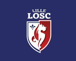 losc lille klubb symbol logotyp ligue 1 fotboll franska abstrakt design vektor illustration med blå bakgrund