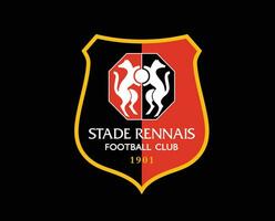 stade rennais fc klubb logotyp symbol ligue 1 fotboll franska abstrakt design vektor illustration med svart bakgrund