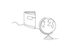 ein Lehrbuch und ein Globus vektor