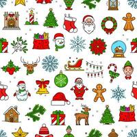 Weihnachten Linie nahtlos Muster, Santa und Geschenke vektor