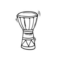 Gekritzel afrikanisch djembe Illustration im Vektor. Hand gezeichnet afrikanisch djembe Symbol im Vektor