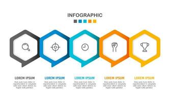 Zeitleiste Infografik von 5 Geschäft Meilensteine. Vektor Illustration.