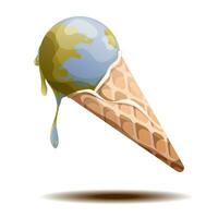 schmelzen Erde Eis Kegel zum global Erwärmen. Vektor Illustration isoliert auf Weiß Hintergrund.